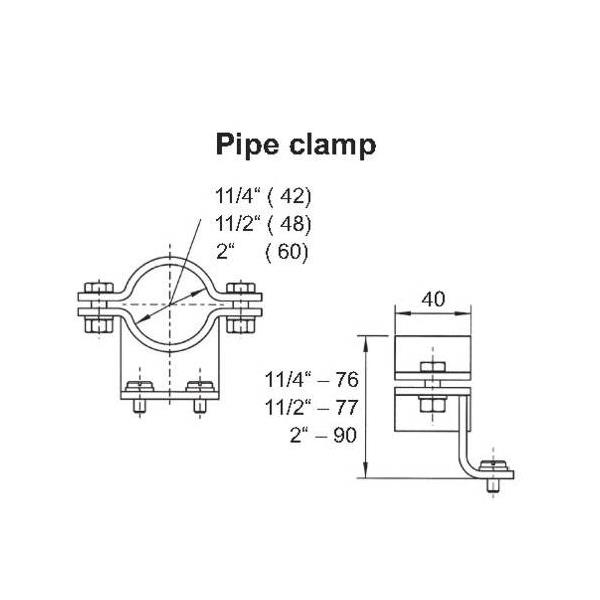 EXCWBATEXP42 Pfannenberg  Pipe Clamp R 1 1/4" (ø42) for CWB-ATEX Stainless Steel